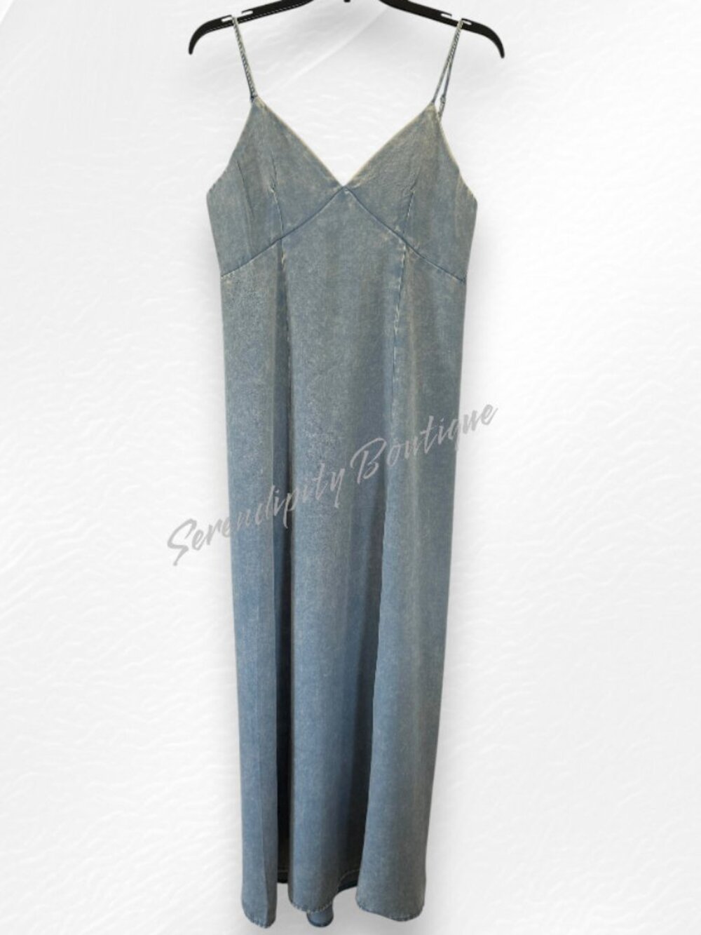 Zenana Soft Tencel Denim Light Wash Maxi Dress Flowy Cami Sundress Blue NWT - Picture 5 of 10